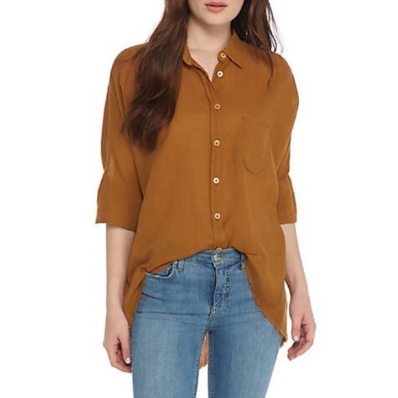 Free People Tops - Free People XS Best Of Me Blouse Top Bronze Brown